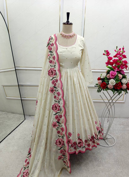 WHITE ANARKALI DRESS
