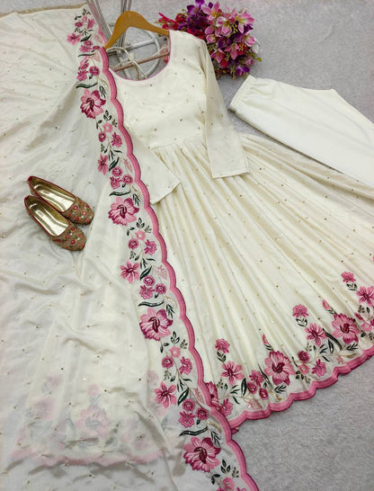 WHITE ANARKALI DRESS