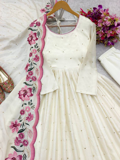WHITE ANARKALI DRESS